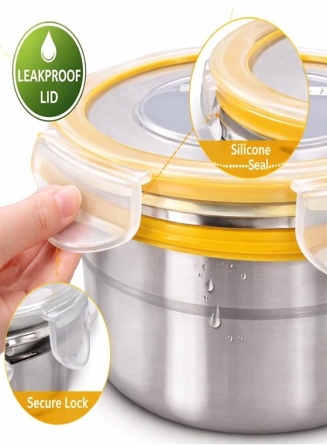 Sensimon Stainless Steel Airtight Round Container with Leak Proof Lid | BPA Free Food Storage Lunch Box for Office College School Home Travel | 280 ml Capacity Tiffin Box | Set of 3 - Image 3